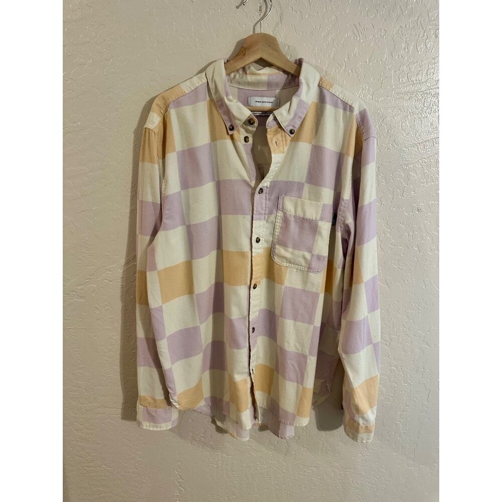 Urban Outfitters Lavender and Peach Checkered Button Down Shirt